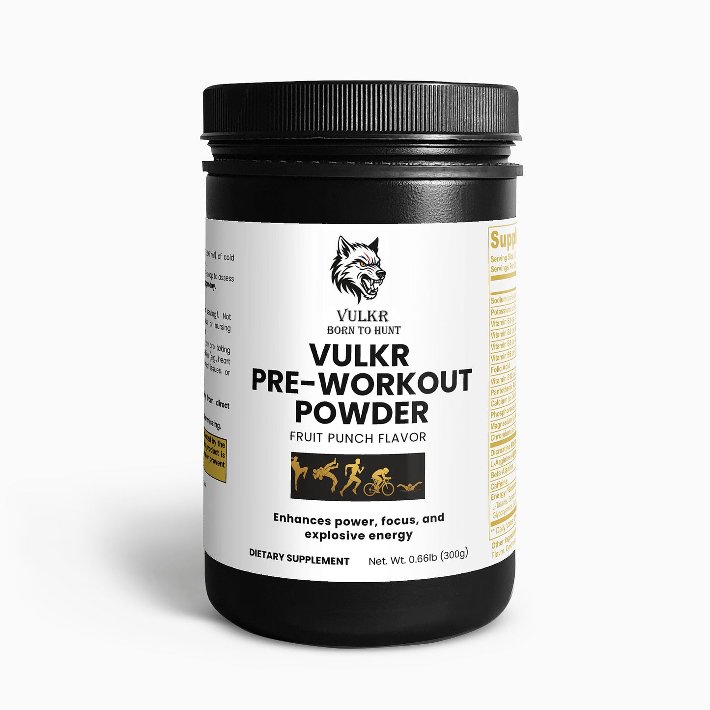 “VULKR PRE-WORKOUT — Power, Focus & Endurance Fuel for Fighters | VULKR Born to Hunt” (Fruit Punch)